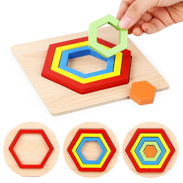 EcoToys Rompecabezas Geométrico | Rompecabezas educativo con formas - Rompecabezas de madera geométrica